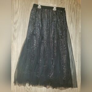 Chic Black Glitter A-Line Skirt